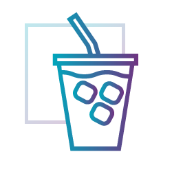 Outlined icon of an iced coffee