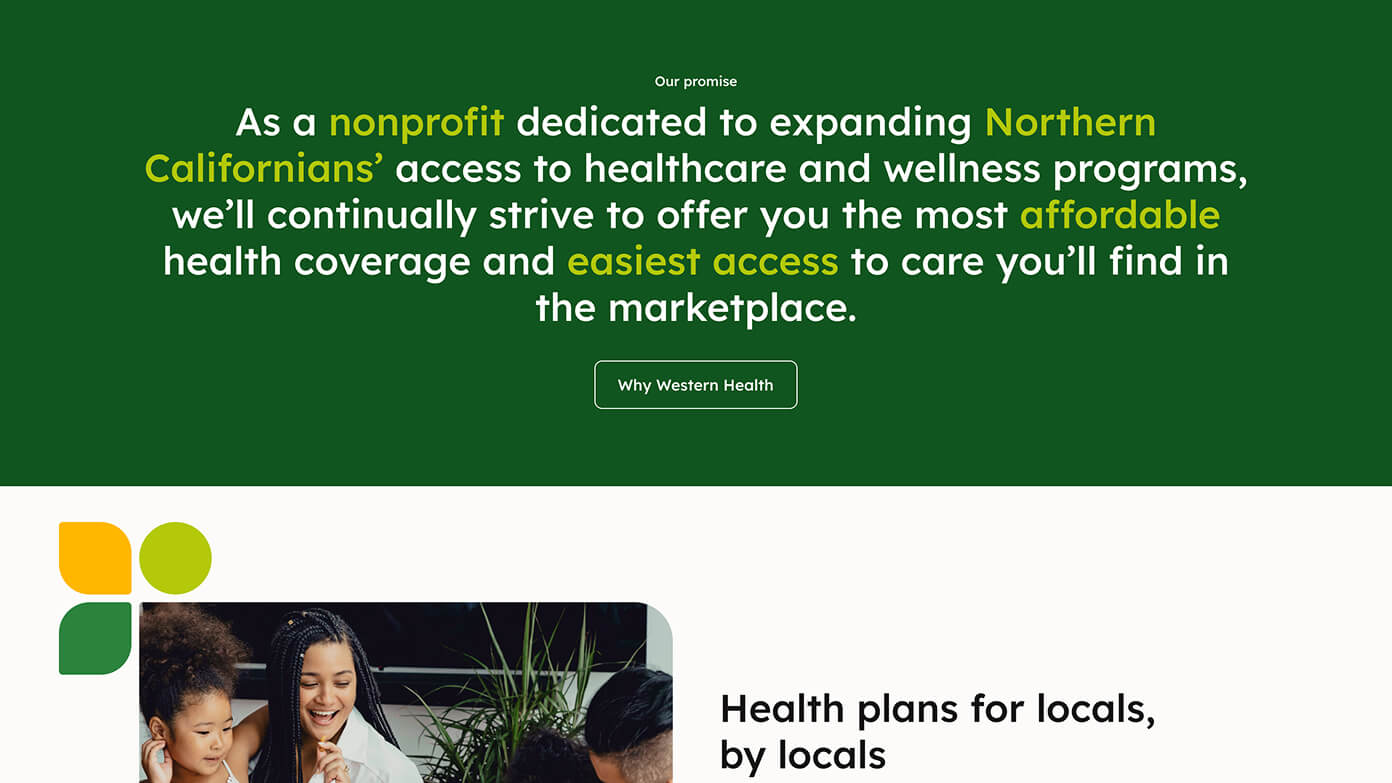 Desktop screen of Western Health's new website design