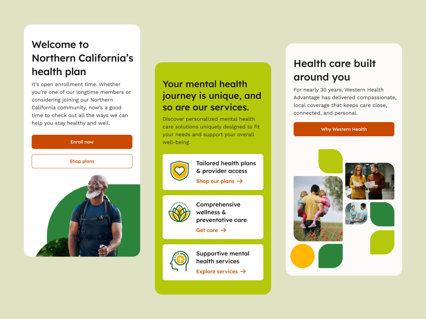 Mobile screens of Western Health's new website design