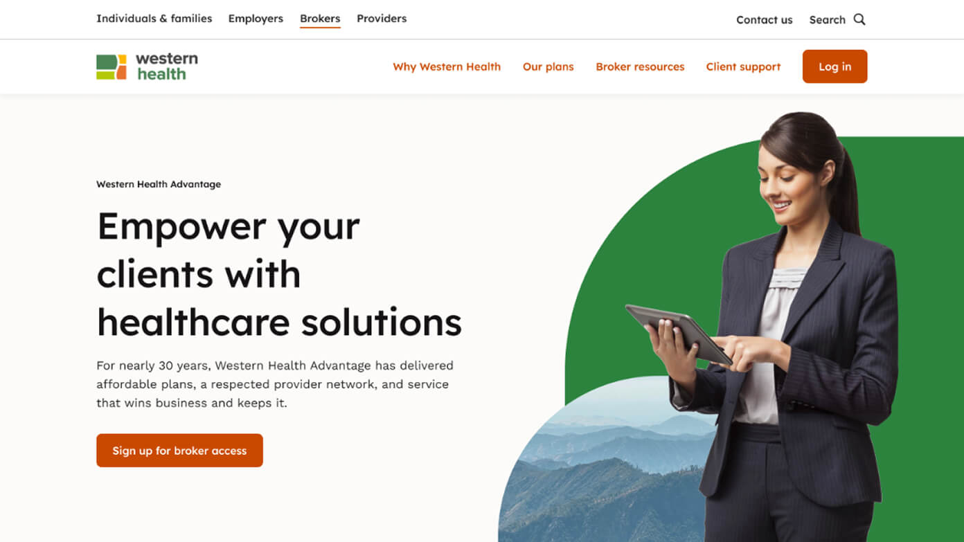 Desktop screen of Western Health's new website design