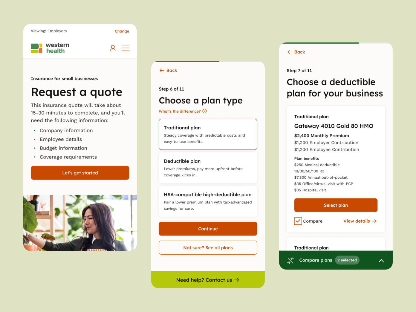 Mobile screens of Western Health's new website design